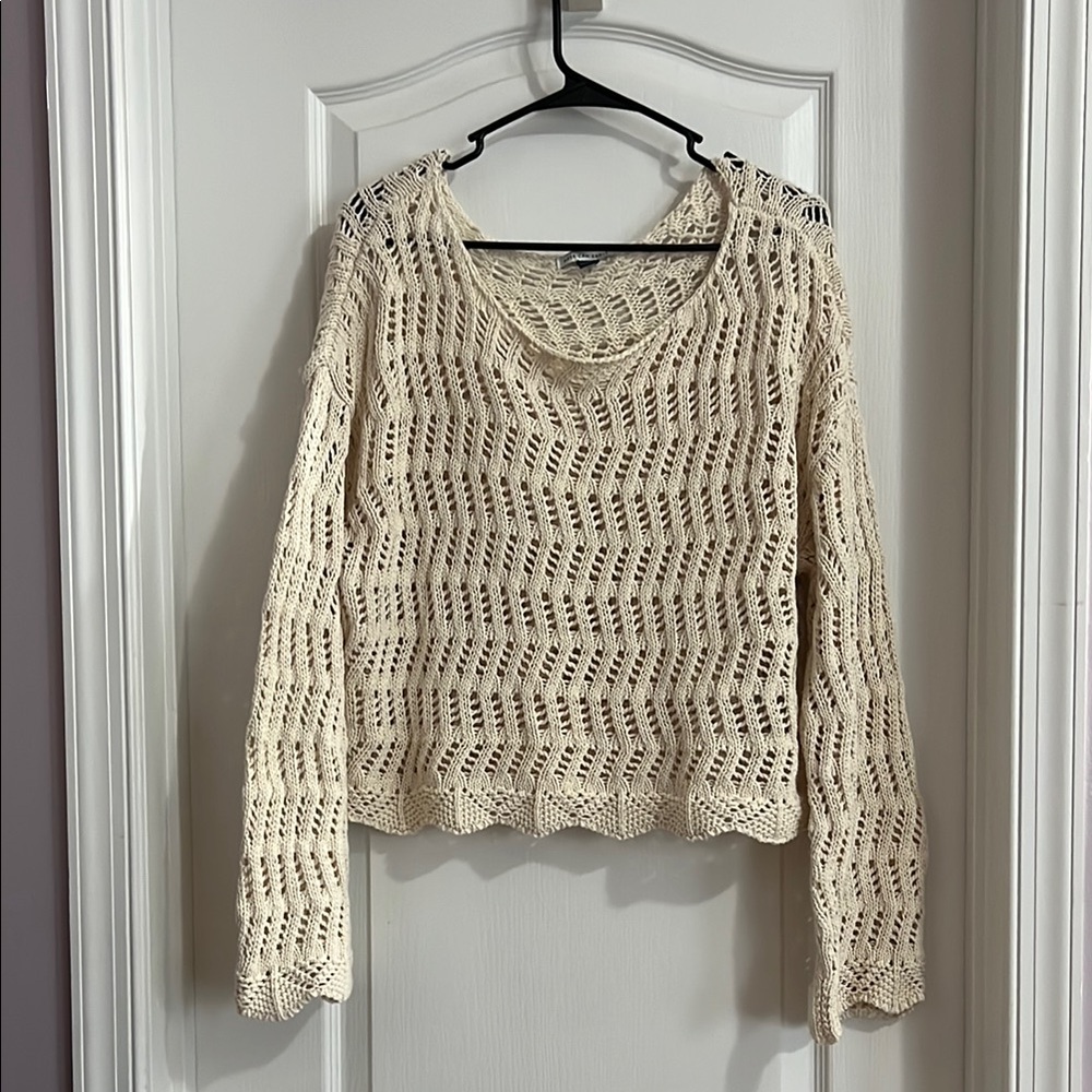 American Eagle Outfitters Cream Knit Sweater